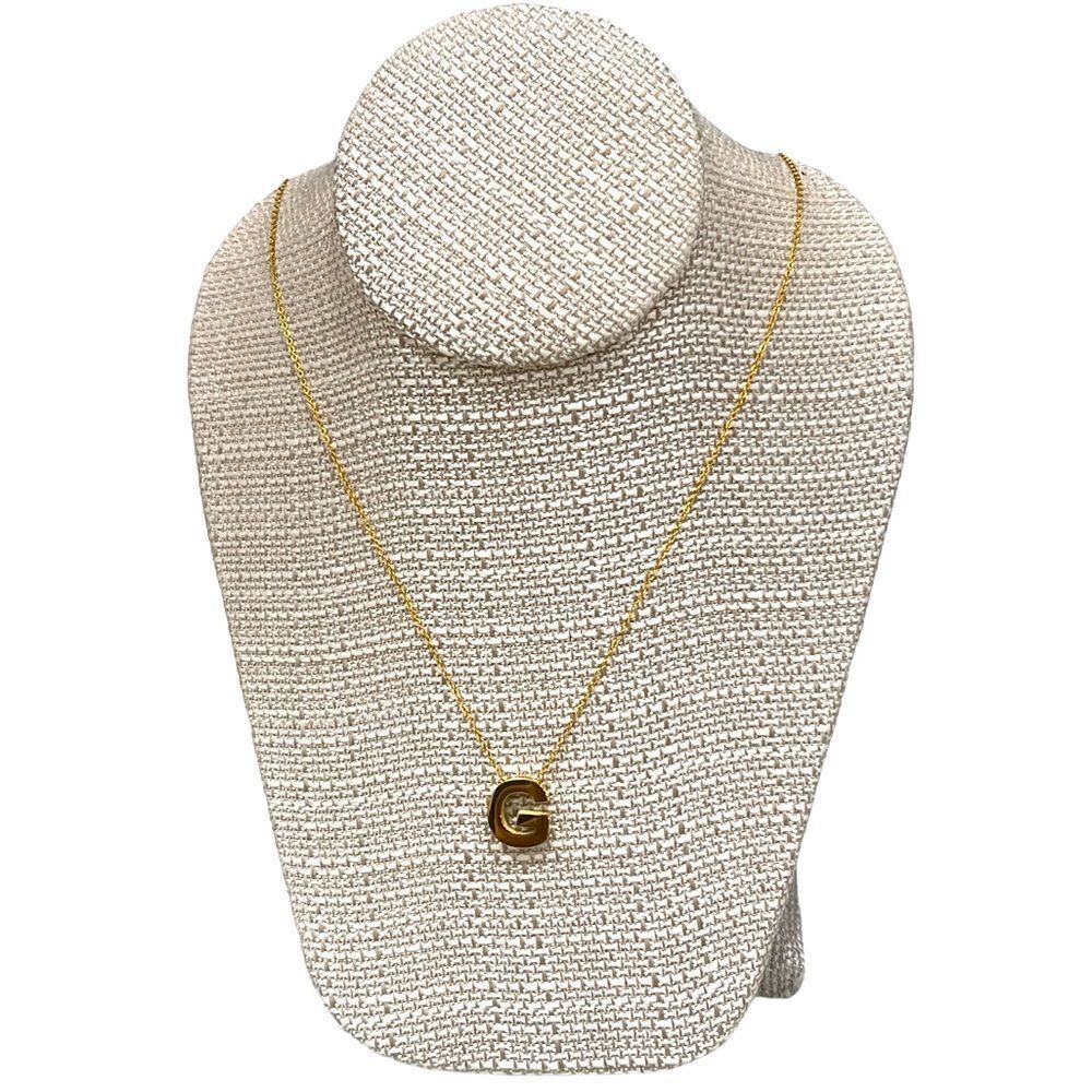 Gold  Tone Stainless Steel  initial Pendant necklace Letter G